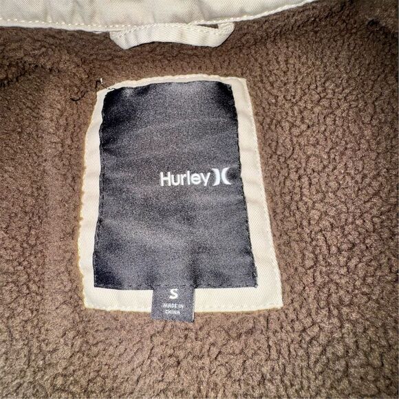 Hurley Men's Sherpa Lined Utility Military Jacket Tan Size S Casual Mid-Length - Picture 4 of 14